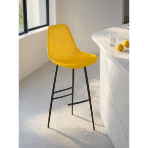 NEWBELLA Sapphire <b>Bar</b> 75 <b>Bar</b> Stool 75 cm Yellow Glass Fiber Reinforced PP for Kitchen Island and Home <b>Bar</b> Made in Turkey - Product Image 3