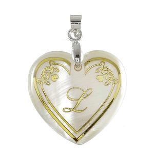 Regina Style religieux Alphabet L Pendentif en forme de cœur en alliage de zinc plaqué or avec pierre de zircon Logo personnalisé - Product Image 1