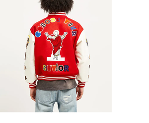 Custom Chenille <b>Patches</b> Men's Varsity <b>Jackets</b> with Stand Collar and Front Logo Breathable Windproof Winter Embroidered Logos - Product Image 6