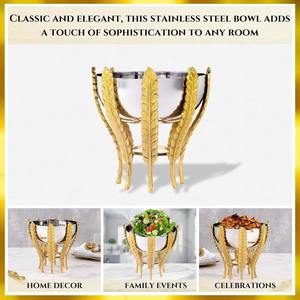 Handcrafted Silver Decorative Bowl With Gold Detailing Stylish Tableware for Modern Home Interiors and Parties <b>Tabletop</b> <b>Display</b> - Product Image 5