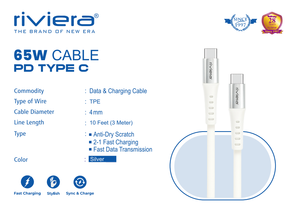 Venta al por mayor de fábrica Cable de 65W de calidad superior PD TIPO C Cable de datos de carga rápida Cable de carga de tipo 21 DE PVC de India - Product Image 2