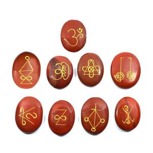 Karuna de alta calidad con forma de jaspe rojo, piedra ovalada, juego de Karuna de 9 piezas, piedras preciosas de cristal curativo natural, juego de Karuna al por mayor - Product Image 4