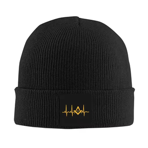 Custom Heartbeat Freemason Breathable <b>Waterproof</b> <b>Beanie</b> Caps Hip Hop Knitting Hat Unisex Adult Size Winter Warm - Product Image 2