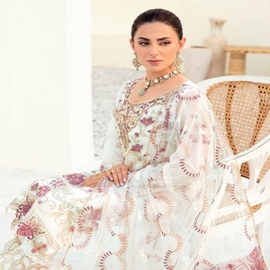 Vestidos bordados de boda para niñas marca pakistaní Ramsha MINHAL 9 3 piezas Organza Salwar Kameez trajes fiesta larga viste pakistaní - Product Image 3