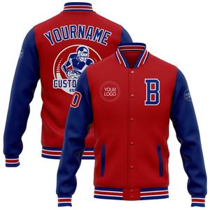 Vente en gros dans l'industrie directe Blouson aviateur hiver décontracté personnalisé rouge blanc royal veste bicolore Varsity Letterman - Product Image 1