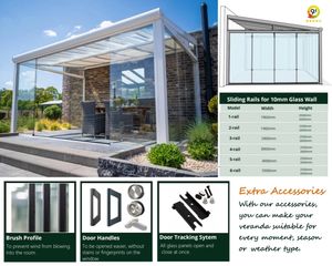 Toit de <span class=keywords><strong>terrasse</strong></span> en verre moderne de style allemand approuvé CE, couverture de patio extérieur en aluminium, véranda de jardin avec panneau en polycarbonate - Product Image 3