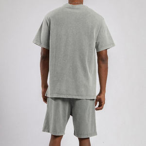 ชุดสูทแฟชั่นกางเกงขาสั้นแขนสั้นของผู้ชายชุดหลวมบางสีล้วนแบบทอ - Product Image 5