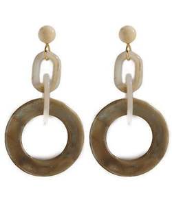 Modern Buffalo Horn & White <b>Resin</b> <b>Earring</b> Jewelry Horn <b>Earrings</b> for Women Fashion Gift Party Classic Buffalo Natural Crafts - Product Image 4