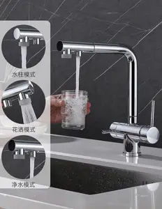 Three-in-one Kitchen Water Filter Purifier Sink Faucet Water Sprayer Tap Kitchen Sink 3 Ways Mixer Tap Faucet