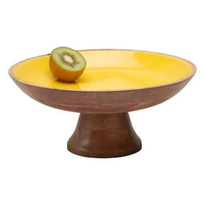 Gran Venta de frutero recién llegado decorativo de alta calidad estándar esmalte amarillo impreso cuenco de madera cocina y mesa - Product Image 1