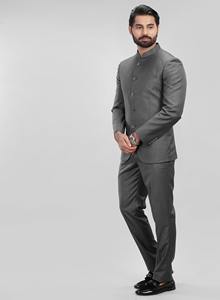 La Scoot, traje básico Formal de 2 piezas con cuello levantado para hombre, poliéster sólido, viscosa, longitud larga, ajuste Regular, transpirable - Product Image 2