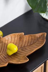 Plateau à feuilles de teck Feuille en bois, assiette à vaisselle, plateau Plateau en bois de teck en forme de feuille de nature vintage ou bol en bois - Product Image 4