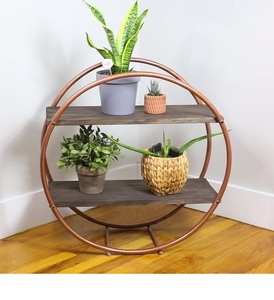 AK latón Rectangular 3 niveles de madera piso de Metal/estante de pared en estante de utilidad con acabado dorado para decoración Interior de oficina/hogar - Product Image 3