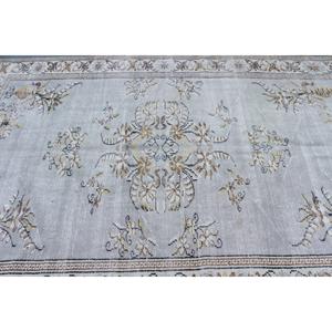 Grand tapis vintage 5,8x9,3 pi (177x282 cm), tapis persan turc blanc - Product Image 5