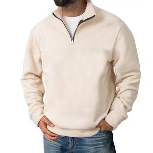 Sweat-shirt à capuche sport pour homme, collection automne-hiver, grande taille, décontracté, pull-over, demi-zip, motif à pois, col rond, en polaire tricotée - Product Image 5
