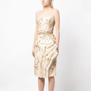 Vestido largo de diseñador para mujer, súper elegante, color pastel, cristal antiestático, sólido para noche, graduación, cóctel, logotipo frontal Natural - Product Image 1