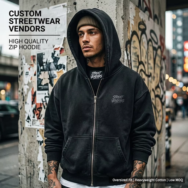 OEM Heavyweight 400Gsm Cotton Fleece Hoodie Manufacturer Boxy Fit Distressed Acid Wash Custom Logo Streetwear Zip up Men Hoodie