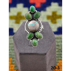 Bague artisanale en turquoise Emerald Valley et Royston avec ruban, sertie en argent sterling, cadeau - Product Image 4