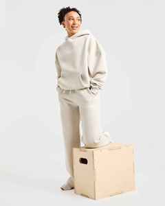 กางเกงวอร์มผ้าขนแกะเนื้อนุ่มสำหรับผู้หญิงกางเกงขาตรงเอวยางยืดแนวสตรีทสูงแบบย้อนยุค - Product Image 5