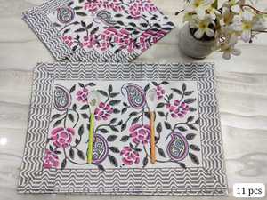 Jaipur napperons 100% coton fabriqués à la main traditionnel bloc imprimé Table à manger napperons ethnique indien coton à manger tapis - Product Image 4