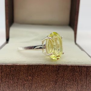 Anillo clásico de piedra de cuarzo limón para mujer, diseño romántico de corte ovalado de Plata de Ley 925 sólida para cumpleaños de aniversario de boda - Product Image 2