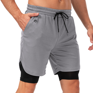 Shorts de sport d'été pour hommes camouflage/solide avec poche intérieure, pantalons de fitness à séchage rapide pour entraînement athlétique et course à pied, vente en gros - Product Image 2