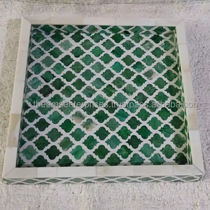 ถาดเสิร์ฟลายโมร็อกโกฝังกระดูกสีเขียวมีสไตล์ - Product Image 2