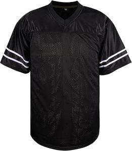 Black V-Neck Mesh Football Jersey Short Sleeve Lightweight Polyester Sport T-<b>Shirt</b> 90s Hip Hop Sports - Product Image 2