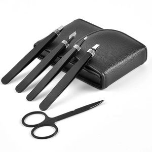 ZUOL INSTRUMENTS Juego de 5 Pinzas para Pestañas de Acero Inoxidable, Estuche de Cuero Sintético Negro, Pinzas de Precisión Puntiagudas, Aplicador para - Product Image 6