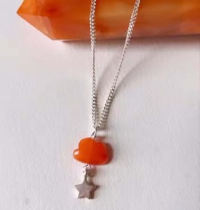 Collier fait main belle citrine jaune cristal demi-lune sculpture coupe pierre précieuse ensemble pendentif en laiton plaqué or pour la fabrication de bijoux - Product Image 4