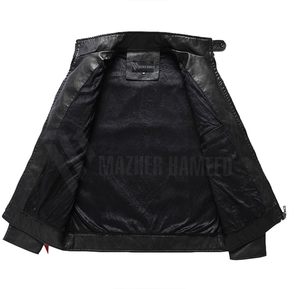 เสื้อแจ็กเก็ตหนังสำหรับผู้ชายเสื้อแจ็คเก็ตหนังสไตล์วินเทจผ้าปักโลโก้ตามสั่งสำหรับฤดูหนาว - Product Image 4