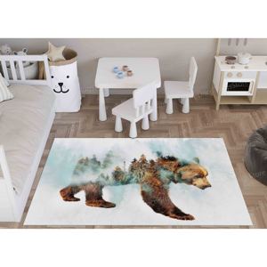 Tapis imprimé avec un ours qui marche dans la neige, tapis à thème animal, cadeau pour la maison, tapis doux non tissé - Product Image 5