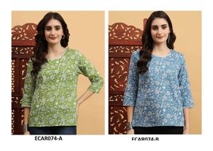 Haut Kurti léger en rayonne de coton pour femme Tenue indo-occidentale élégante Parfait pour la mode estivale et le confort quotidien - Product Image 6