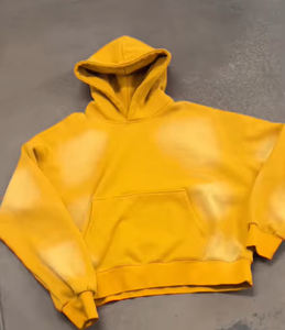 Streetwear avec logo brodé personnalisé pullover sweats à capuche vintage demi fermeture à glissière lavage à l'acide pantalons de survêtement évasés en détresse t hoodies - Product Image 5