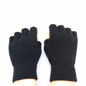 Men's Women's Five-Finger Black Acrylic <b>Gloves</b> Winter Warm Knit Elastic Stretch Jacquard for Cycling Sports Casual Outdoor Party - Product Image 2