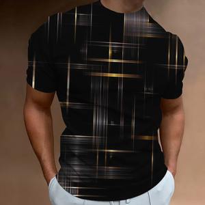 Camiseta sencilla para hombre 2025, Camiseta con estampado geométrico en 3D para hombre, ropa informal para el día a día, Camiseta holgada de gran tamaño, sudadera Retro - Product Image 3