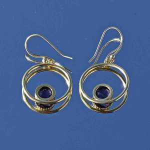 Pendientes colgantes de cuarzo hidroamatista púrpura, joyería sencilla, latón macizo, chapado en oro de 18 quilates, piedra preciosa de corte redondo, regalo para mujer - Product Image 6