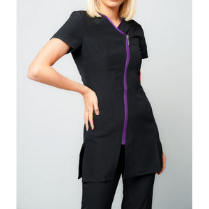 Tenue de travail style tunique zippée pour esthéticienne, spa, massage thaïlandais, uniforme pour hôtel, salon, réceptionniste - Product Image 6