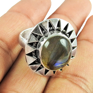 Pierre précieuse Labradorite bleue naturelle 925 argent Sterling classique élégant Look bague faite à la main bohème bijoux prix d'usine direct - Product Image 2