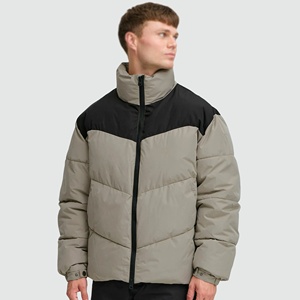 2024 nouveauté hommes Logo personnalisé veste universitaire High Street Style hiver bouffant Design col carré 100% Nylon écologique - Product Image 1