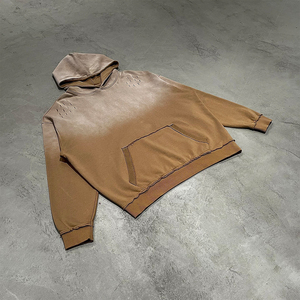 เสื้อฮู้ดผู้ชายผ้าฝ้าย100% โอเวอร์ไซซ์ธรรมดาซักได้โลโก้แบบกำหนดเองไม่มีเชือกรูด370GSM - Product Image 2