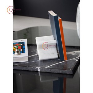 Modern Travertine Marble Stone Bookends <b>Book</b> Stand Organizer Heavy Duty Solid Marble Decorative Bookend <b>For</b> Table Ware Studies - Product Image 2