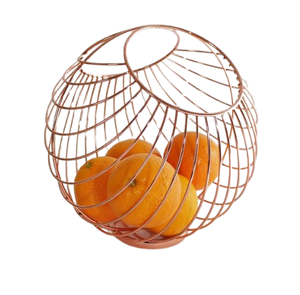 Cesta de frutas Cesta de tamaño mediano Cesta de dos niveles Cesta de metal de alambre de hierro Almacenamiento de frutas decorativo Uso multiusos - Product Image 3