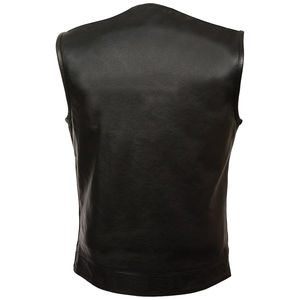Vente en gros Gilet d'hiver en cuir décontracté personnalisé pour hommes avec remplissage en duvet Poche boutonnée zippée Manteau de cavalier sans manches pour motos - Product Image 4
