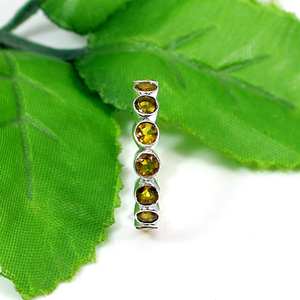 925 Sterling Silver Eternity <b>Ring</b> with 3 MM Dark Citrine Gemstone Rose Gold Plated - Product Image 2