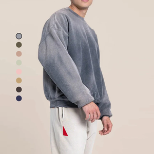 Sudadera de algodón con aspecto de desvanecimiento Vintage lavado con ácido de alta calidad, sudaderas cómodas de cuello redondo para hombre personalizadas con estampado personalizado - Product Image 1