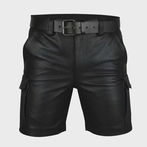 Comfortable New Arrival Men Leather Shorts Custom Breathable Cotton Solid Colour Shorts <b>Mid</b> Waisted PU Leather Shorts For Men - Product Image 1