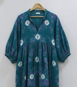 Vestido Midi/Maxi de Verano Estilo Bohemio, Personalizable, Ecológico, Transpirable, Estampado Floral a Mano, Hecho a Mano en India, de Algodón Natural - Product Image 6