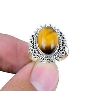 Bague en argent Style Boho faite à la main bijoux en argent Sterling 925 oeil de tigre pierres précieuses tendance bague bijoux pour femmes cadeau pour elle - Product Image 1