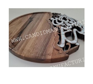 Bandeja de madera árabe Ramadán Eid para bandeja de madera con incrustaciones de madreperla de chocolate para servir con precio adecuado - Product Image 1